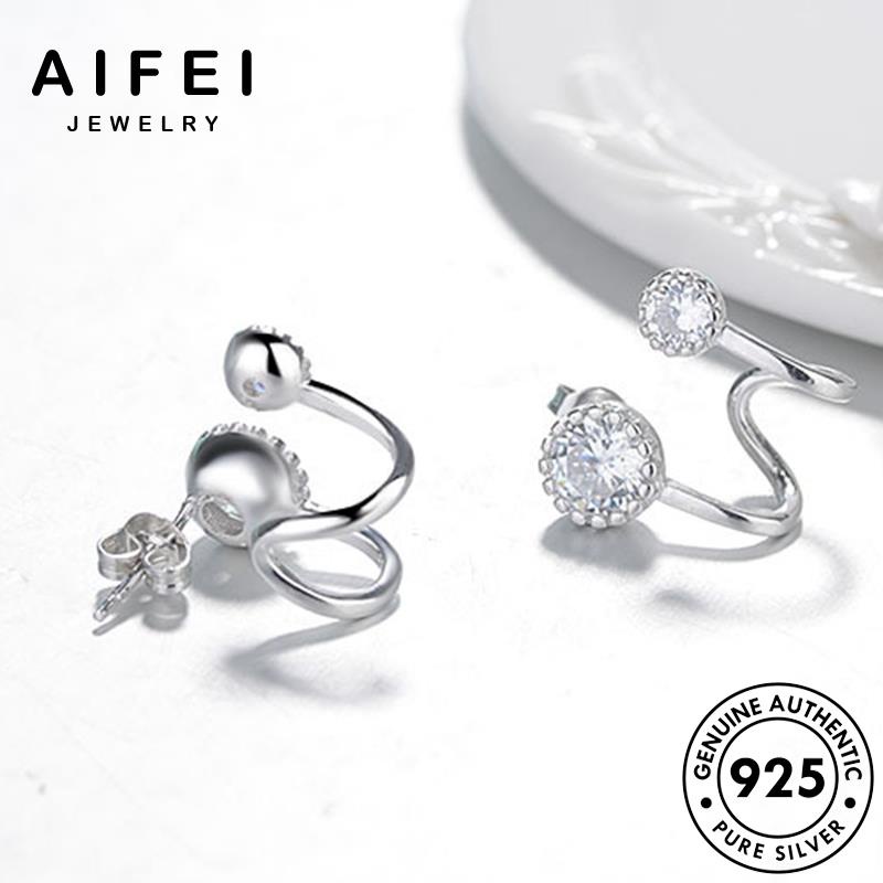AIFEI JEWELRY tròn nữ bản kiện thời hàn Thời bông xỏ phụ moissanite quốc bạc 925 cương tròn vành sức khuyên tai trang kim tua nguyên thật E891