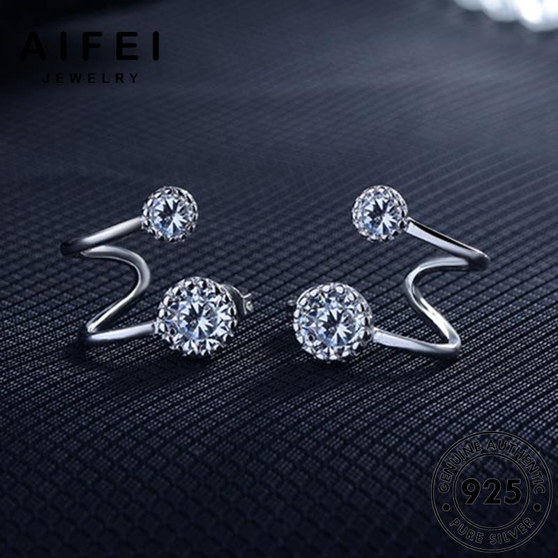 AIFEI JEWELRY tròn nữ bản kiện thời hàn Thời bông xỏ phụ moissanite quốc bạc 925 cương tròn vành sức khuyên tai trang kim tua nguyên thật E891
