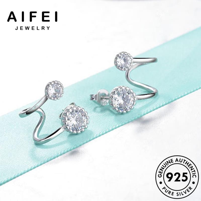 AIFEI JEWELRY tròn nữ bản kiện thời hàn Thời bông xỏ phụ moissanite quốc bạc 925 cương tròn vành sức khuyên tai trang kim tua nguyên thật E891