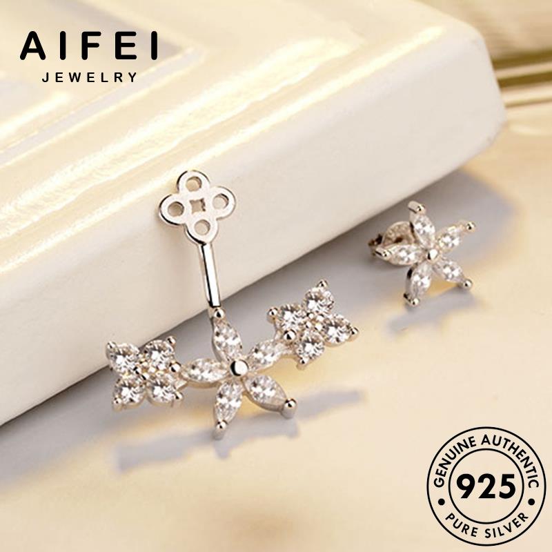 AIFEI JEWELRY moissanite bông hàn bản phụ kim thật vàng bạc quốc sức xỏ tua nguyên vành nữ thời cương 925 khuyên tròn bông những kiện hoa Thời trang tai E907
