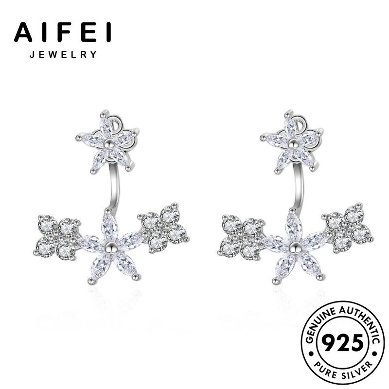 AIFEI JEWELRY moissanite bông hàn bản phụ kim thật vàng bạc quốc sức xỏ tua nguyên vành nữ thời cương 925 khuyên tròn bông những kiện hoa Thời trang tai E907