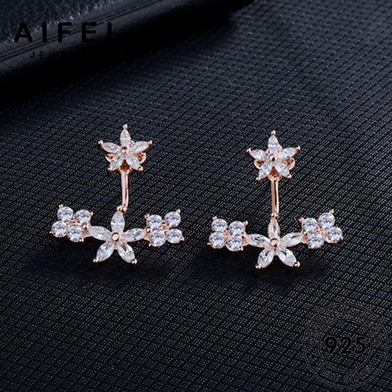 AIFEI JEWELRY moissanite bông hàn bản phụ kim thật vàng bạc quốc sức xỏ tua nguyên vành nữ thời cương 925 khuyên tròn bông những kiện hoa Thời trang tai E907