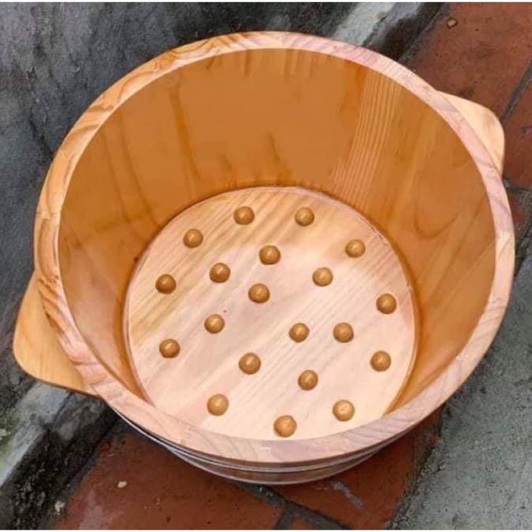 Chậu gỗ ngâm chân bằng gỗ thông kích thước 35x32x23