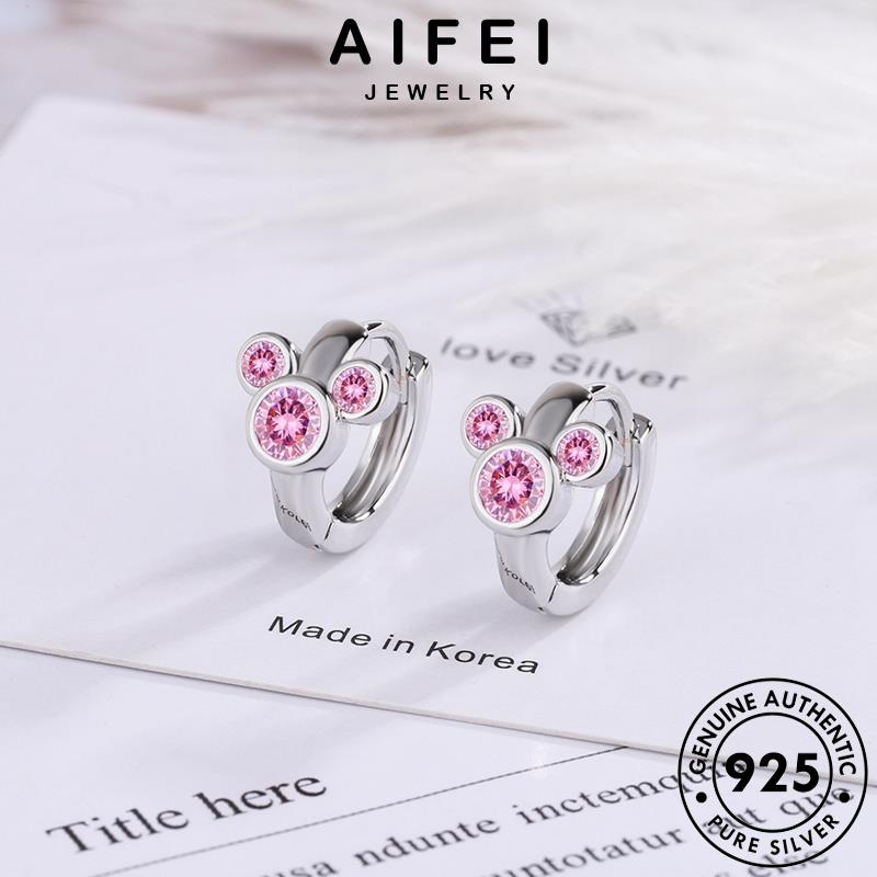 AIFEI JEWELRY 925 phụ bản tai bạc thật bông thời hàn kiện vành Thời xỏ mickey trang aquamarine nguyên quốc nữ sức tròn tua khuyên E1309