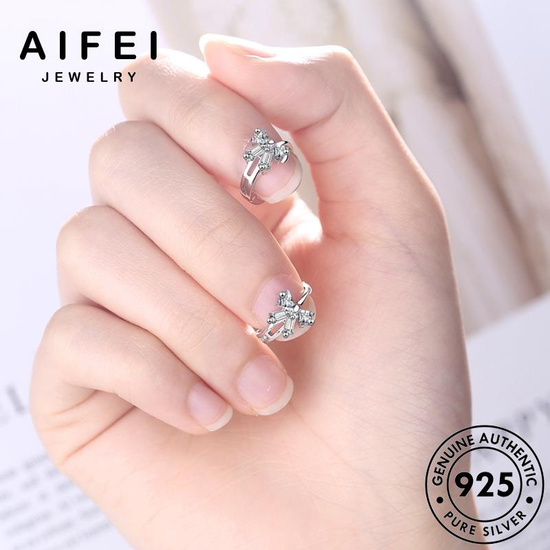 AIFEI JEWELRY khuyên thật phụ bông quốc xỏ Thời trang kim bản nữ tròn hàn kiện vành thời 925 moissanite tai nơ tua bạc nguyên sức cương E1368