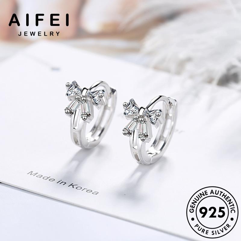 AIFEI JEWELRY khuyên thật phụ bông quốc xỏ Thời trang kim bản nữ tròn hàn kiện vành thời 925 moissanite tai nơ tua bạc nguyên sức cương E1368