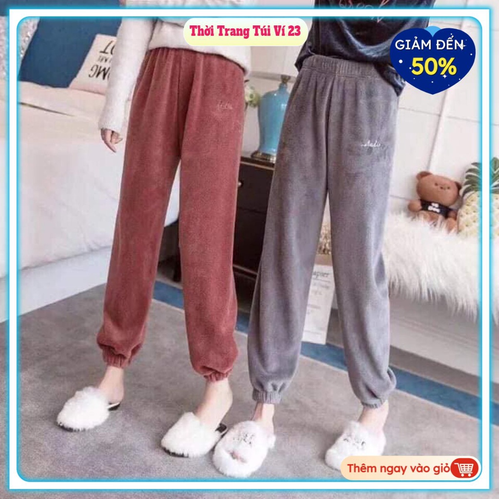 Quần ngủ nam nữ jogger lông cừu chất nỉ hàng quảng châu giữ nhiệt mùa đông âm áp (tuyển sỉ)
