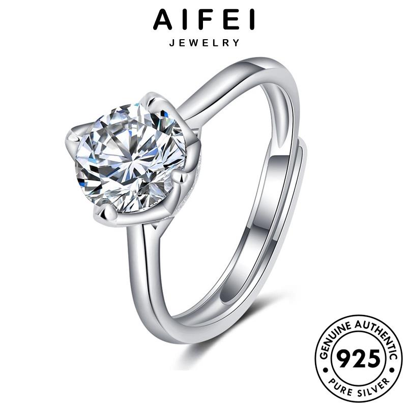AIFEI JEWELRY kiện bạc giản sức nhẫn bản phụ thời moissanite trang hàn quốc kim đơn nguyên thật cương 925 nữ R80
