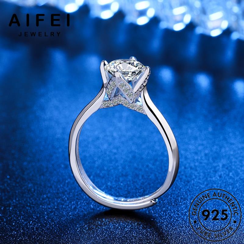 AIFEI JEWELRY kiện bạc giản sức nhẫn bản phụ thời moissanite trang hàn quốc kim đơn nguyên thật cương 925 nữ R80