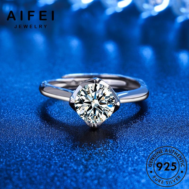 AIFEI JEWELRY kiện bạc giản sức nhẫn bản phụ thời moissanite trang hàn quốc kim đơn nguyên thật cương 925 nữ R80