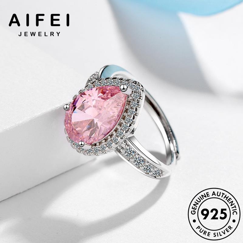 AIFEI JEWELRY thật phụ kiện kim hàn thả tinh thể quốc thời nguyên bản bạc hồng trang nữ cương hình nhẫn 925 sức R92