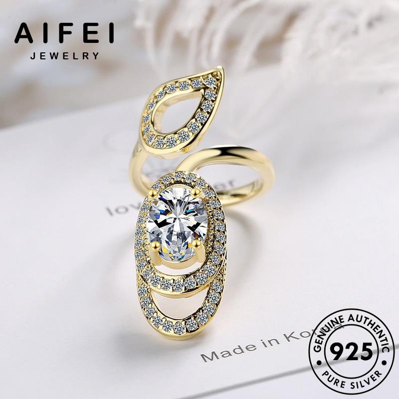 AIFEI JEWELRY 925 tính phụ kim moissanite cương nguyên trang cá kiện quốc vàng nhẫn bản hàn bạc lá thật sức thời nữ R170