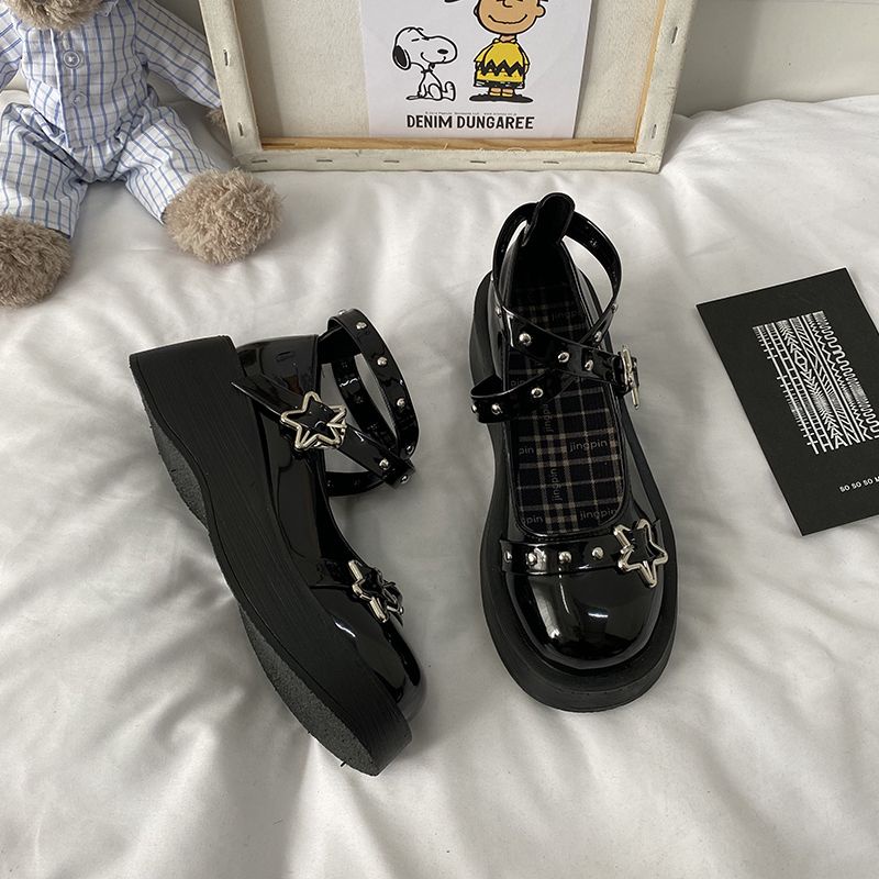 Giày Da Mũi Tròn Đế Dày Phong Cách lolita Nhật Bản Cho Nữ jk
