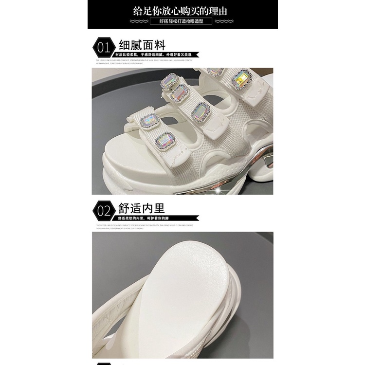 Dép Đế Xuồng Dày Dặn Đính Đá Phong Cách Thời Trang Châu Âu Dành Cho Nữ