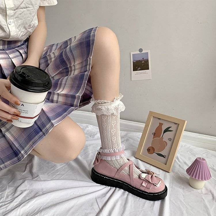 Giày Da Mềm Thoáng Khí Chống Trượt Đính Nơ Phong Cách Lolita Nhật Bản