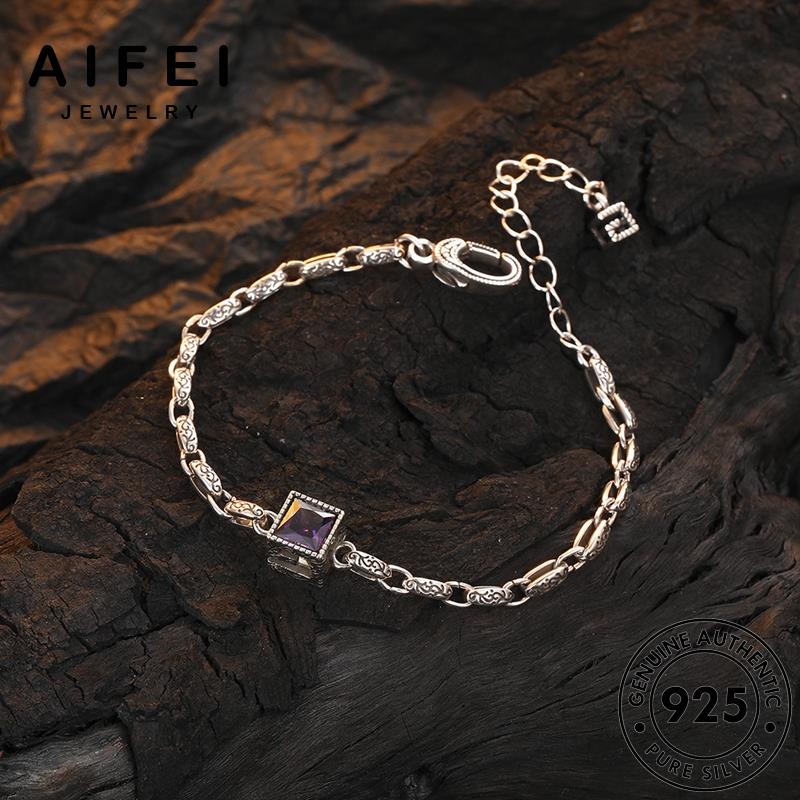 AIFEI JEWELRY bạc bản lắc mẫu thời anh 925 thời nữ phụ tay trang thật sức hàn vàng trang quốc nguyên vòng thạch kiện B1