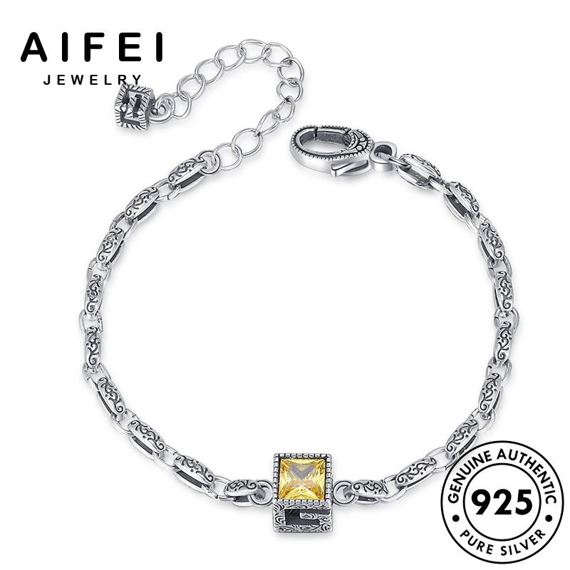 AIFEI JEWELRY bạc bản lắc mẫu thời anh 925 thời nữ phụ tay trang thật sức hàn vàng trang quốc nguyên vòng thạch kiện B1