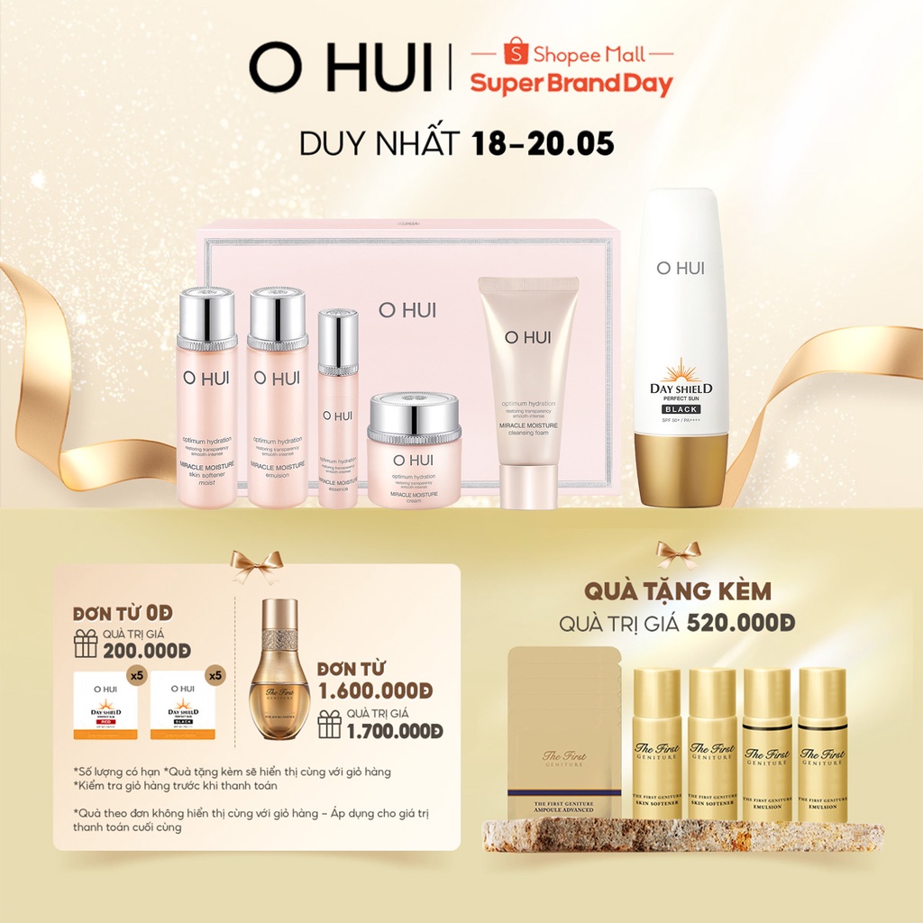 Combo Kem chống nắng dưỡng ẩm OHUI MM Day Shield Sun Black SPF50+ PA++++