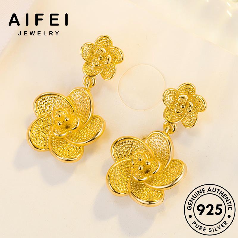 AIFEI JEWELRY bông quốc sức thật Thời bản thời nguyên 925 tròn vành hàn kiện hoa tai phụ tua năm bông trang xỏ khuyên vàng nữ bạc E739