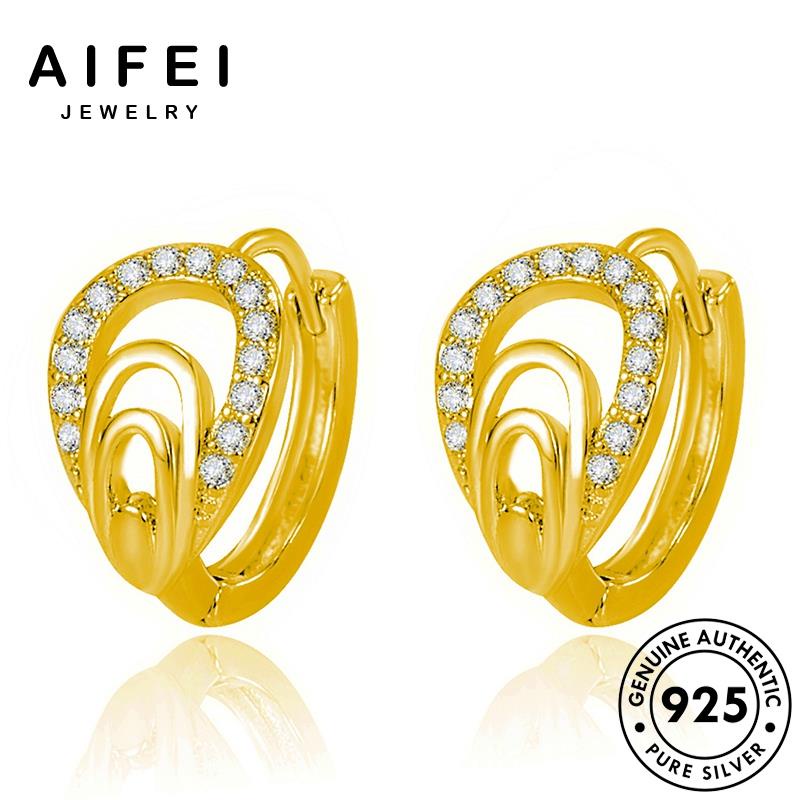 AIFEI JEWELRY dạng Thời vành sức tua tròn bông tai vỏ khuyên kim cương kiện hàn bạc phụ thời thật quốc xỏ vàng nữ bản trang moissanite nguyên 925 hình E743