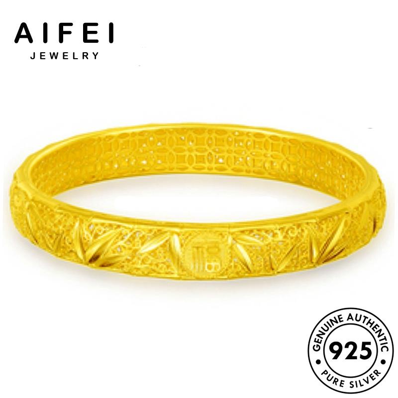 AIFEI JEWELRY phụ tay lắc giản bản thời 925 quốc kiện vòng hàn đơn nữ trang sức thật lá nguyên tre bạc B670