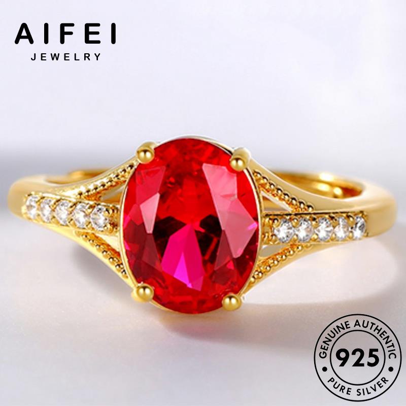 AIFEI JEWELRY nữ đinh nguyên 925 hàn hồng ngọc bản nhẫn vàng cây thật bạc thời rỗng phụ kiện ba trang sức quốc R1703