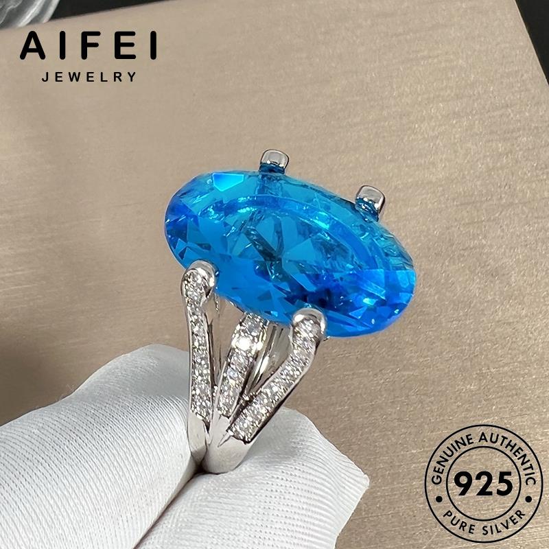 AIFEI JEWELRY cao nguyên hàn nữ sức kiện thật trang bản 925 bạc nhẫn quốc phụ thời quý aquamarine R1728