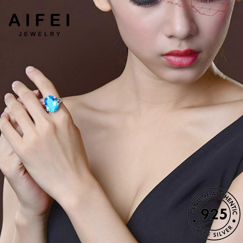AIFEI JEWELRY cao nguyên hàn nữ sức kiện thật trang bản 925 bạc nhẫn quốc phụ thời quý aquamarine R1728