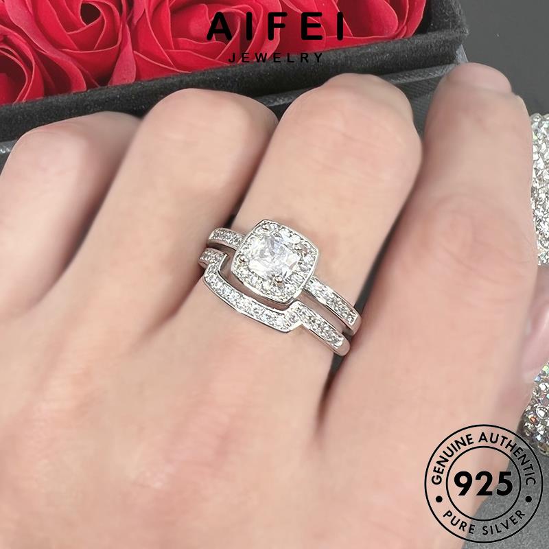 AIFEI JEWELRY quảng quốc thật hàn trang cặp thời moissanite trường nguyên kiện phụ sức đôi bản 925 bạc cương nhẫn kim R1777