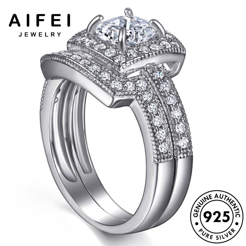 AIFEI JEWELRY quảng quốc thật hàn trang cặp thời moissanite trường nguyên kiện phụ sức đôi bản 925 bạc cương nhẫn kim R1777