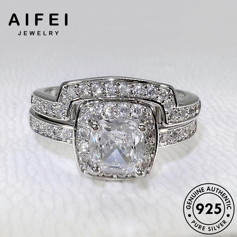 AIFEI JEWELRY quảng quốc thật hàn trang cặp thời moissanite trường nguyên kiện phụ sức đôi bản 925 bạc cương nhẫn kim R1777