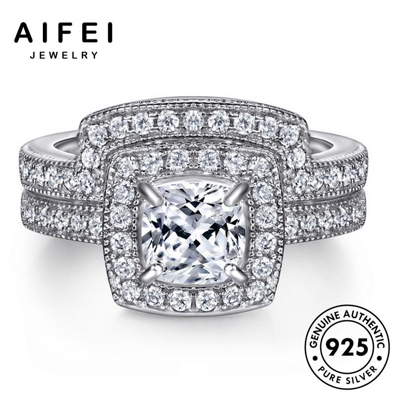 AIFEI JEWELRY quảng quốc thật hàn trang cặp thời moissanite trường nguyên kiện phụ sức đôi bản 925 bạc cương nhẫn kim R1777