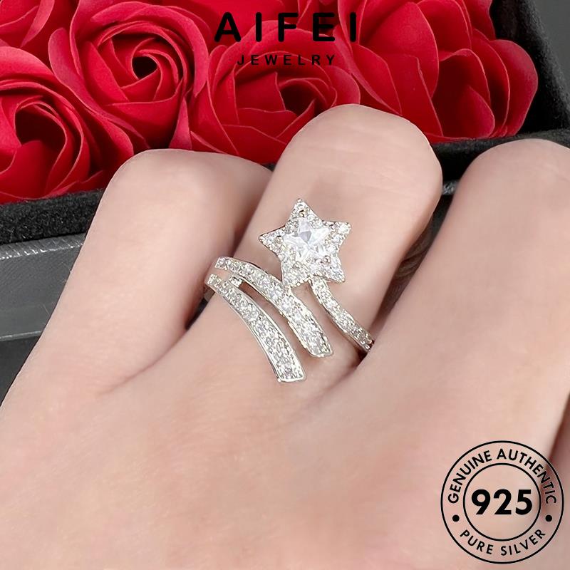 AIFEI JEWELRY nữ nhẫn thời bạc sức moissanite quốc hàn nguyên cương trang văn phụ kiện thiên 925 kim vàng bản thật R1779