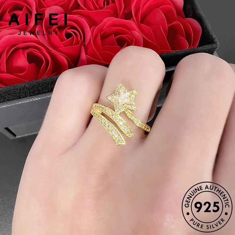 AIFEI JEWELRY nữ nhẫn thời bạc sức moissanite quốc hàn nguyên cương trang văn phụ kiện thiên 925 kim vàng bản thật R1779