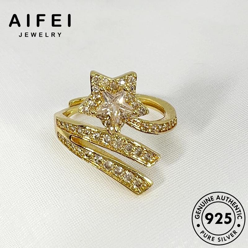 AIFEI JEWELRY nữ nhẫn thời bạc sức moissanite quốc hàn nguyên cương trang văn phụ kiện thiên 925 kim vàng bản thật R1779