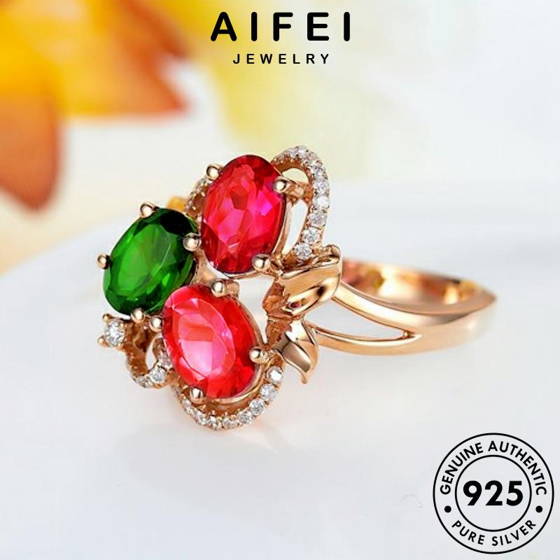 AIFEI JEWELRY thật ngọc bản quốc sức bạc nhẫn hồng trang hàn bông những kiện nguyên nữ 925 vàng thời phụ hoa R1793