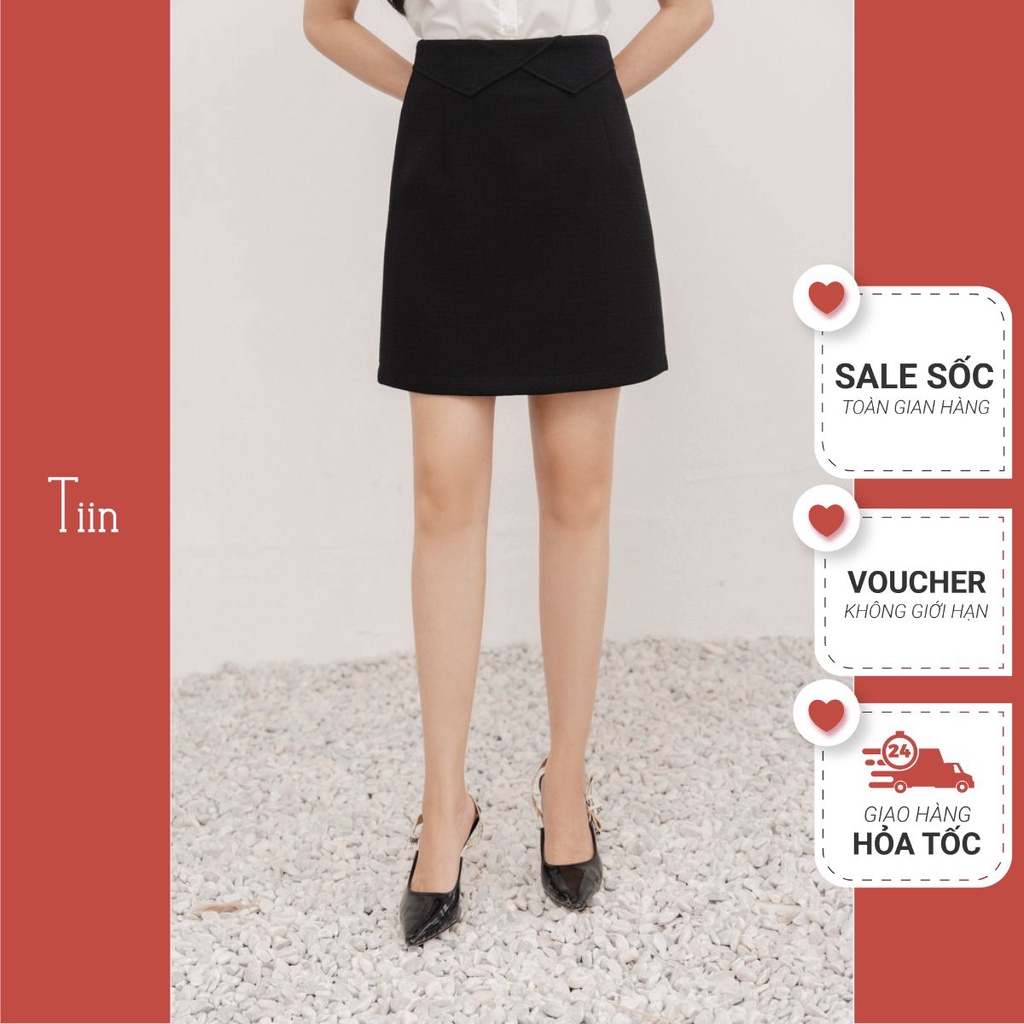 Chân váy cạp liền đáp lật chân váy ngắn công sở lịch sự sang trọng TIINSTORE CHN236