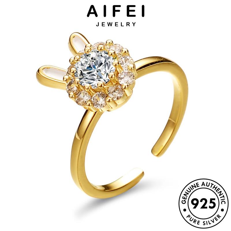 AIFEI JEWELRY 925 thời nhẫn thật sức kiện nữ trang hàn thương cương thỏ bản vàng kim nguyên bạc moissanite phụ dễ quốc R445