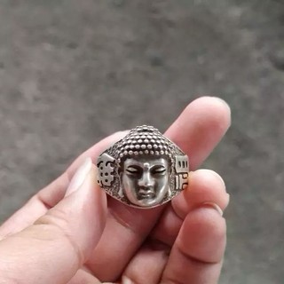 Vòng nhẫn đồng trắng bạc 5.1666 kiểu phật giáo cổ xưa