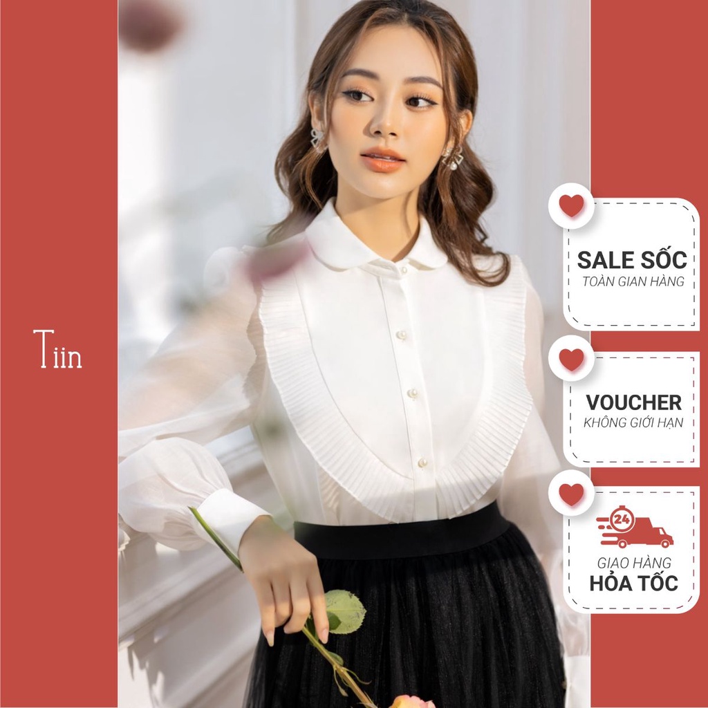Áo sơ mi cổ sen cúp ngực bèo lụa cao cấp mịn mướt không nhăn nhàuTIINSTORE AHD443