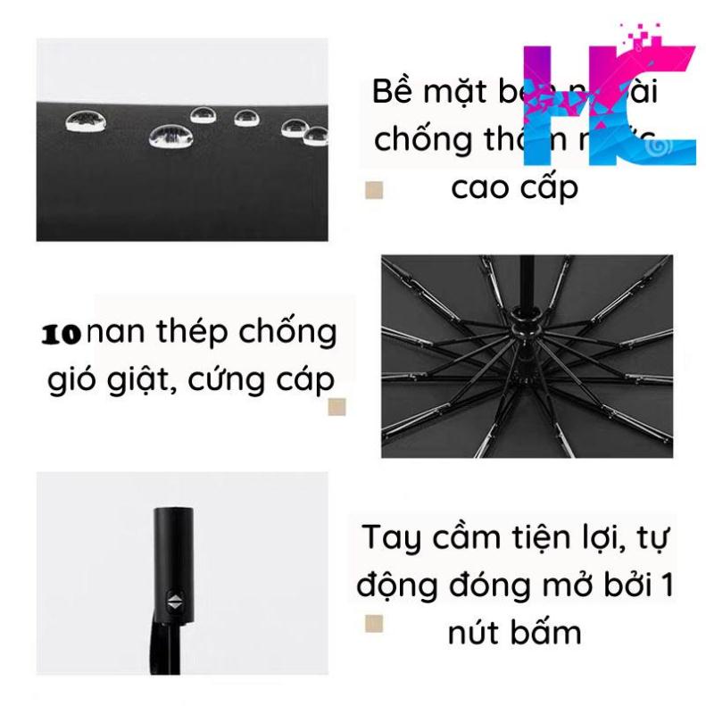Ô dù Tự Động Gấp Gọn Đóng Mở 2 Chiều, 10 Nan siêu cứng - hang_chuan