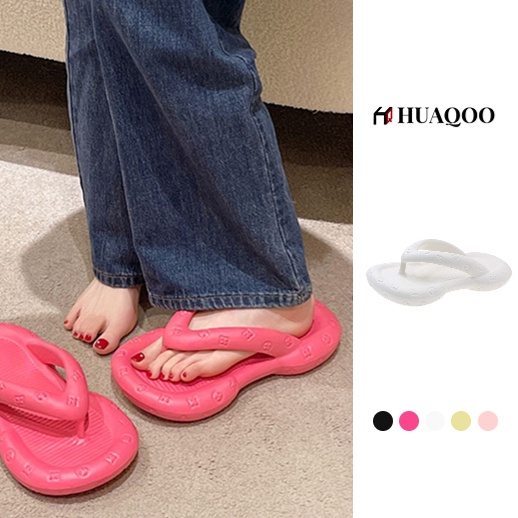 Huaqoo Dép bánh mì guốc dép giày nữ Màu Sắc Đơn Giản Thoải Mái Cao Gót Chống Trơn Trượt Thoáng Khí HDLX050607