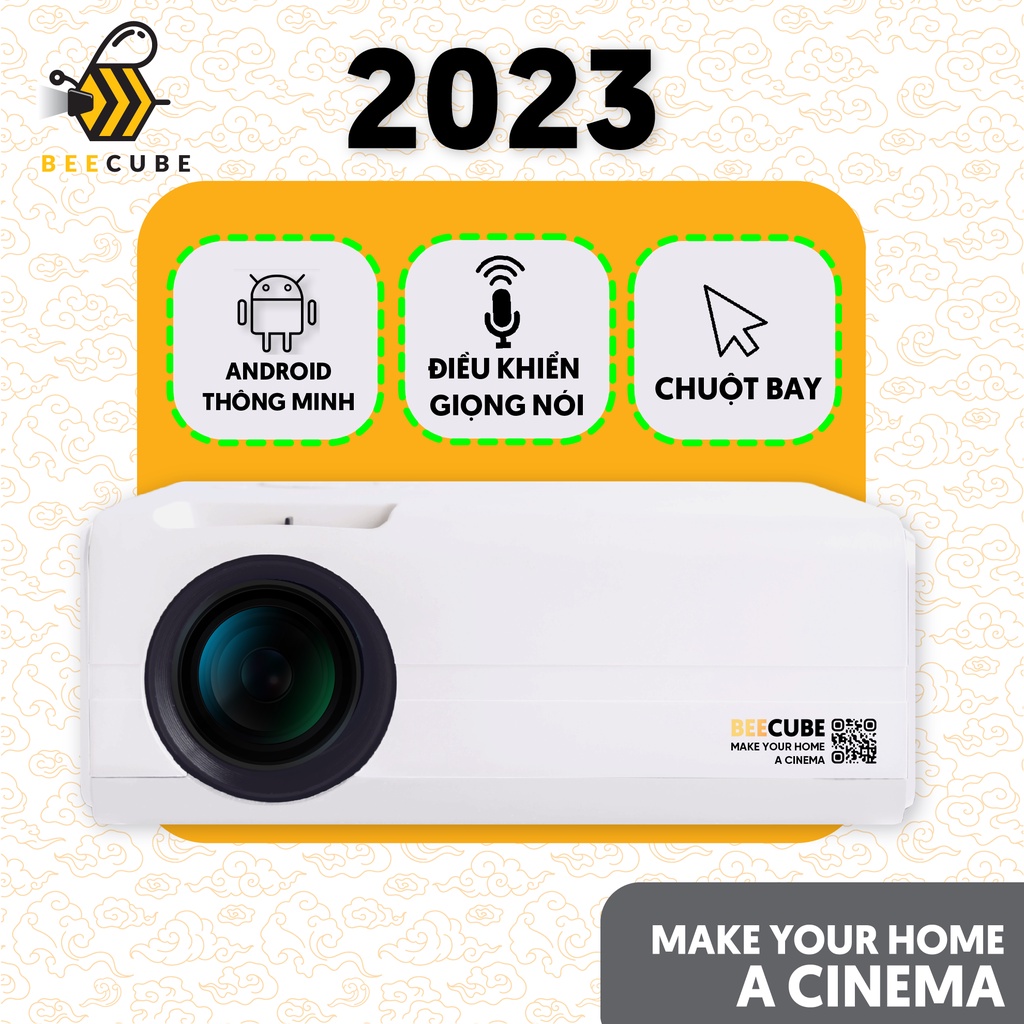 Máy Chiếu Phim Mini Beecube X1 Điều Khiển Giọng Nói- Độ Phân Giải HD - Hệ Điều Hành Android 9.0 - Kết Nối WiFI