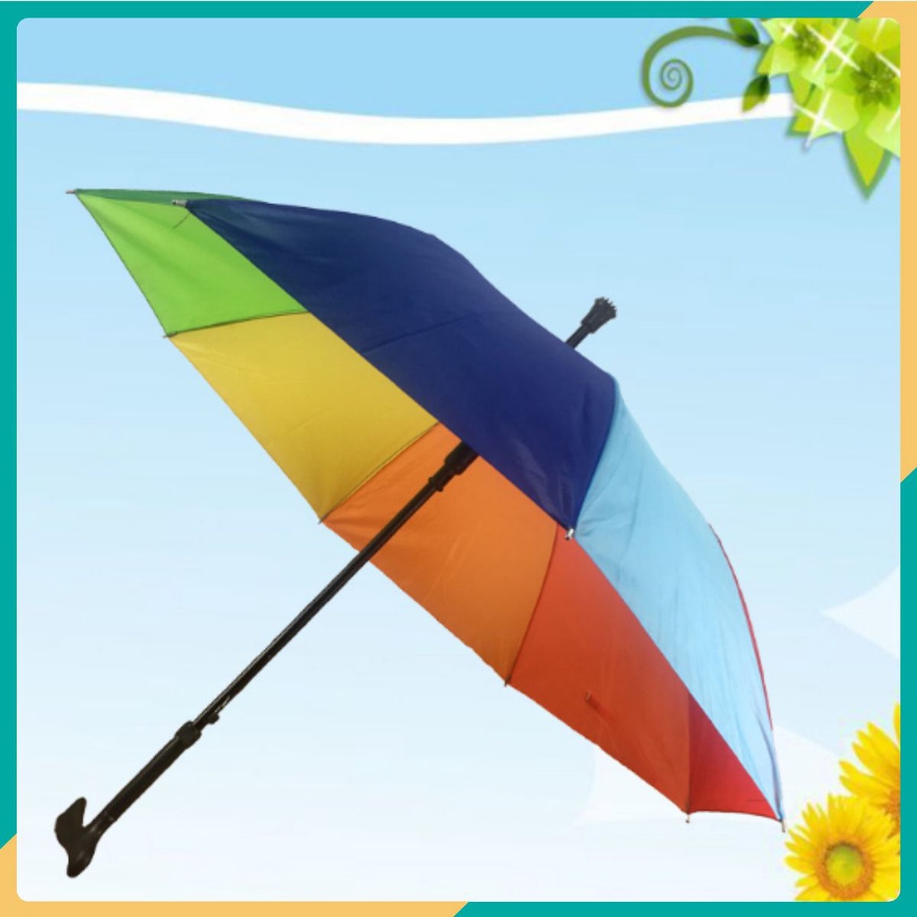 Dù Đi Mưa Kiêm Gậy Chống Cho Người Cao Tuổi Chống Mỏi Chân 2in1 Sombrilla Rainbow Umbrella ☘️AsiaMart88☘️