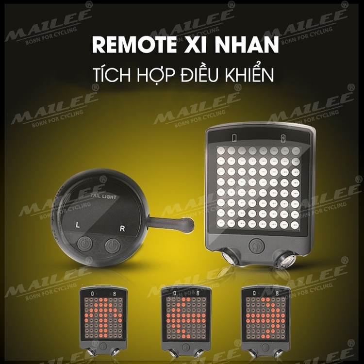 Đèn Đuôi Xe Đạp Led Xi nhan A-112 màn hình đa hiển thị nhiều mẫu 650mAh 64 Leds có remote