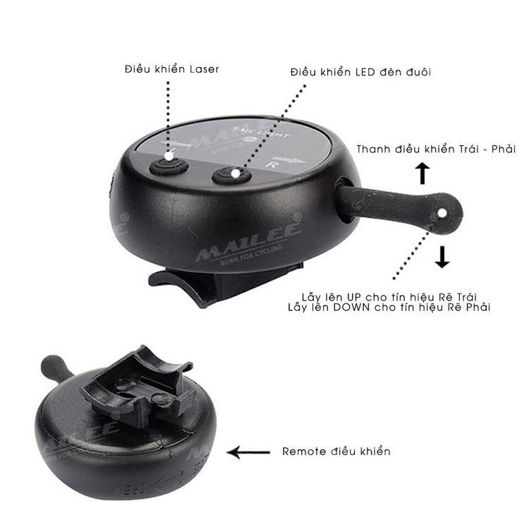 Đèn Đuôi Xe Đạp Led Xi nhan A-112 màn hình đa hiển thị nhiều mẫu 650mAh 64 Leds có remote