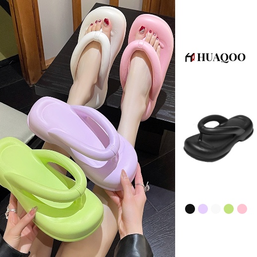 Huaqoo Dép bánh mì guốc dép giày nữ Màu Sắc Đơn Giản Thoải Mái Cao Gót Chống Trơn Trượt Thoáng Khí HDLX050604