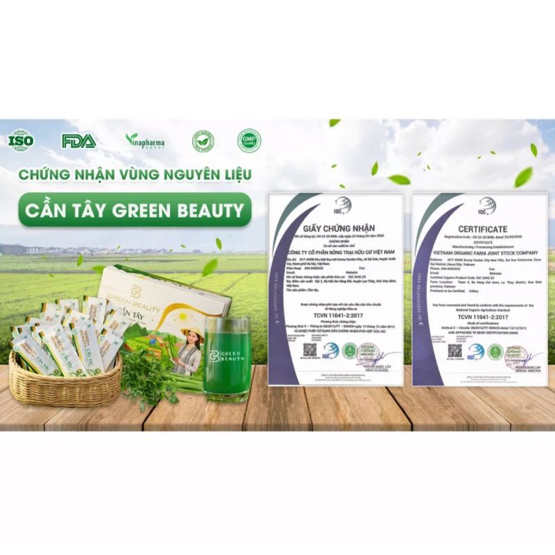 Cần Tây Green Beauty - Nước ép tinh chất cần tây dạng cốm mẫu mới 2023 CHÍNH HÃNG Giữ dáng, đẹp da, cân bằng nội tiết tố