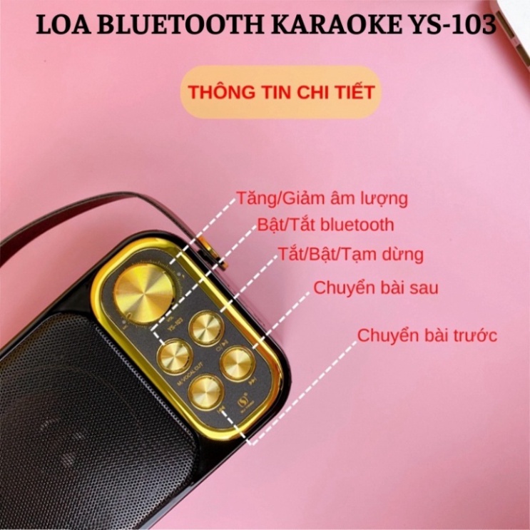 Loa karaoke bluetooth YS-105 LAMJAD -loa không dây kèm mic hát âm thanh chất lượng cao công suất lớn