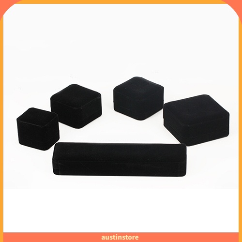 (austinstore) Hộp Đựng Trang Sức / Đồng Hồ / Nhẫn / Vòng Tay Bằng Nhung Đen Sang Trọng